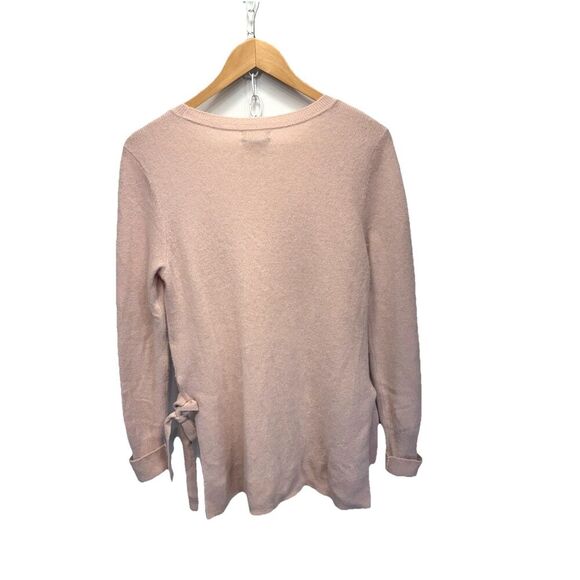 Halogen Scoop neck Sweater Size Medium Side Tie Cashmere Light Pink - Picture 2 of 9